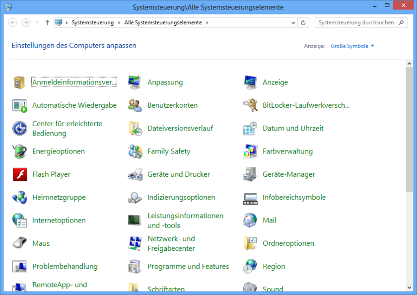 Windows 8 with German UI language