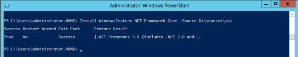 Install .NET Framework 3.5 features using Powershell